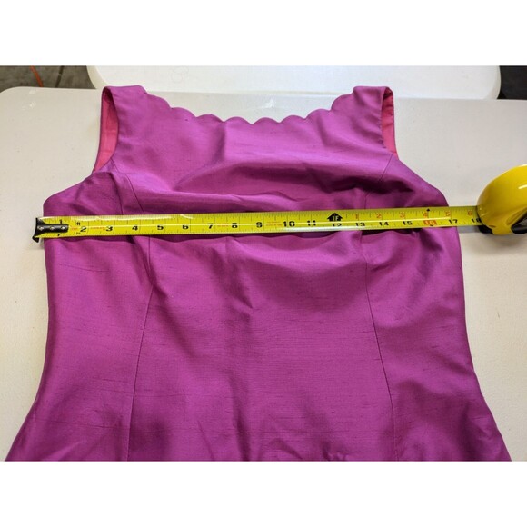 Laundry by Shelli Segal Silk Sheath Dress Pink Scallop Elegant Cocktail 12 - Picture 10 of 13